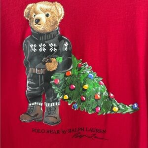 Ralph Lauren Red Polo Bear Holiday long sleeve shirt M 10/12